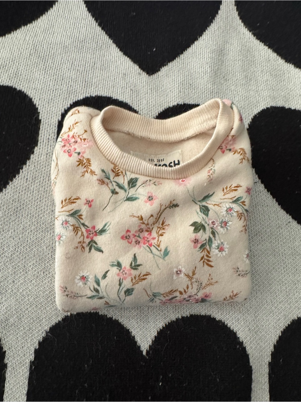 OshKosh B'gosh Cream Floral Ruffle-Shoulder Sweatshirt - Picture 3 of 4